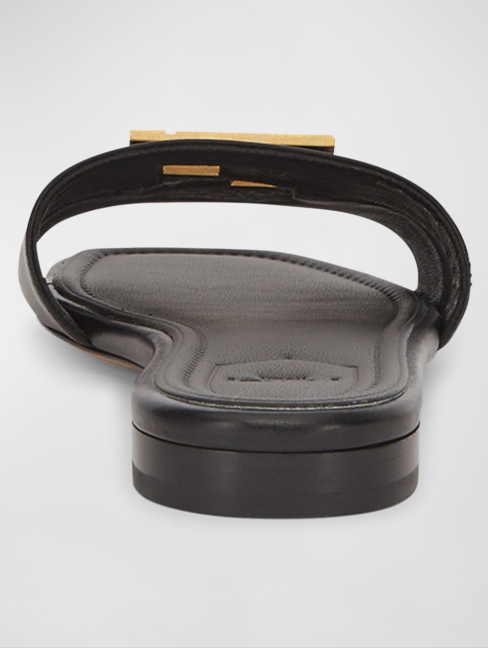Fendi Black Leather Slides with Gold Double-F Logo - Picture 4 of 9